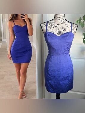 H&M 2010 Textured Sheath Cocktail Mini Dress Royal Blue Sz 8